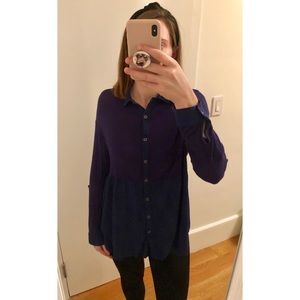 Anthropologie “Everleigh” Size M Blue Soft Blouse